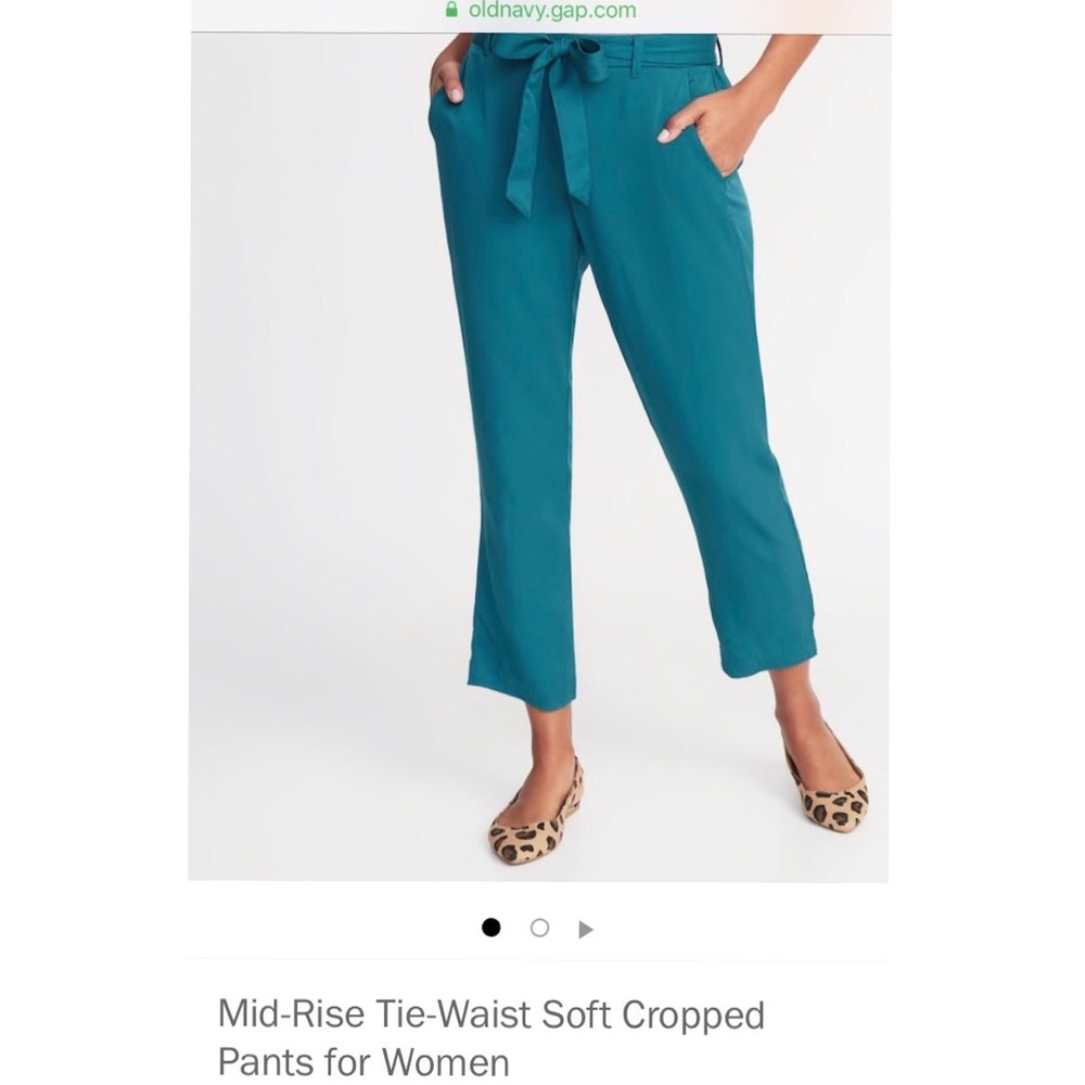 Mid rise tie waist cropped pants